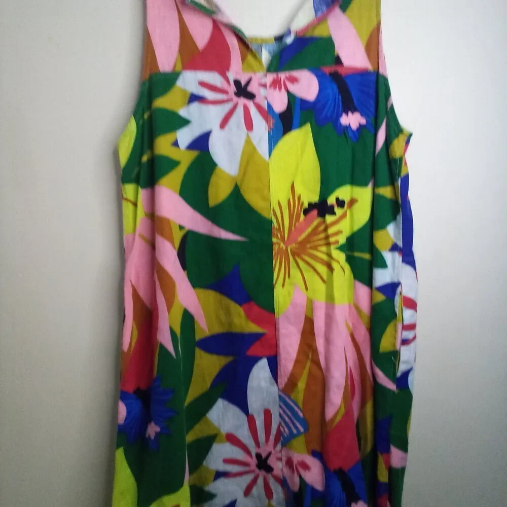 For Cynthia Dress Women XL Sleeveless Loud Pattern Linen Blend Colorful - Picture 11 of 16
